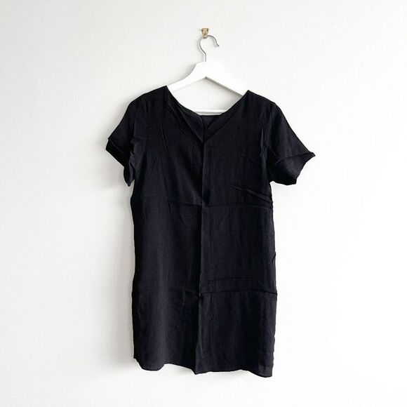 Wilfred Free Womens Crew Neck Pullover Mini Dress Tunic Top Blouse Black Medium - Picture 2 of 7